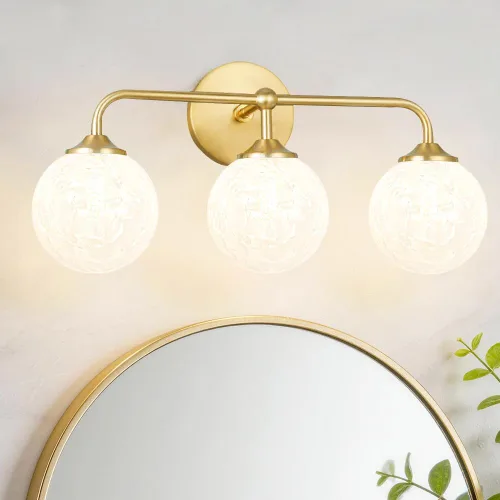 Vista 17 de Luces modernas de tocador de baño de níquel cepillado de 2 luces, accesorios de iluminación de baño sobre espejo con pantalla de globo de vidrio