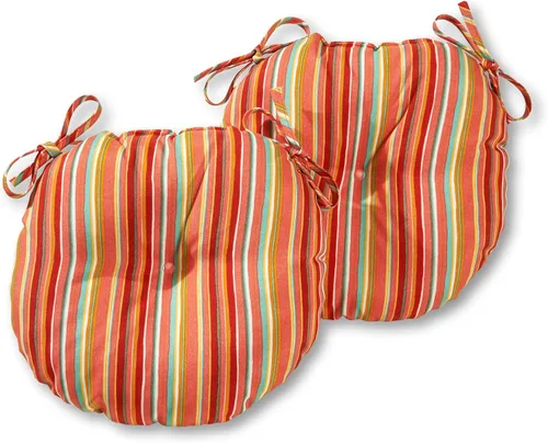 Vista 28 de Greendale Home Fashions Cojín redondo para asiento bistro de 15 pulgadas, 2 unidades (paquete de 1), Adobe Stripe