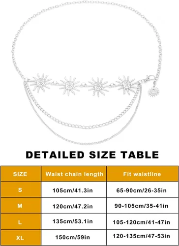 Vista 6 de Cinturón de cadena de cintura de metal multicapa para mujer, joyería de cuerpo de moda