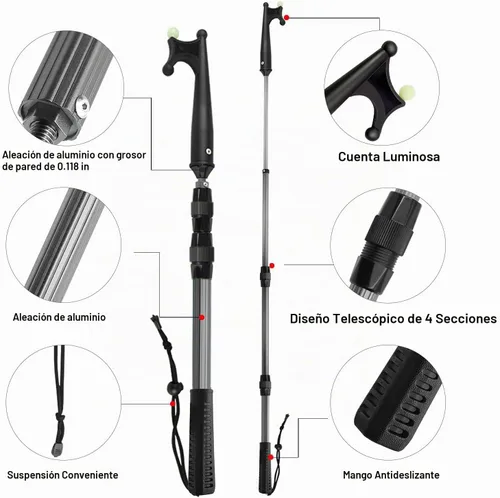 Vista 3 de SANLIKE Boat Hook, Floating Docking Push Pole, Boat Tool for Marine Boats 55 in Ganchos telescópicos para barcos - Grau