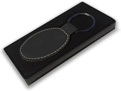 Vista 3 de LaserGram Llavero ovalado, símbolo masón, grabado personalizado incluido (negro con oro)