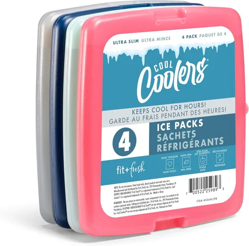 Vista 4 de Enfriadores Cool de Fit + Fresh, Paquetes de Hielo Delgados Reutilizables y Duraderos, Paquetes Fríos para Loncheras, Paquetes de Hielo para Bolsas