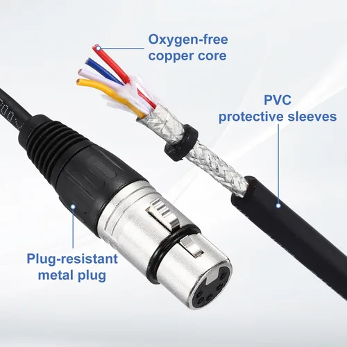 Vista 3 de MECCANIXITY Cable XLR XLR macho a hembra adaptador de micrófono para cable de estudio de escenario, 2 uds