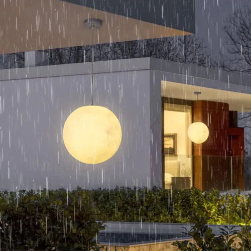 Vista 4 de Lámpara colgante de techo de luna, planeta creativo, luna, nórdico, lámpara colgante moderna de resina impermeable para exteriores, porche, jardín