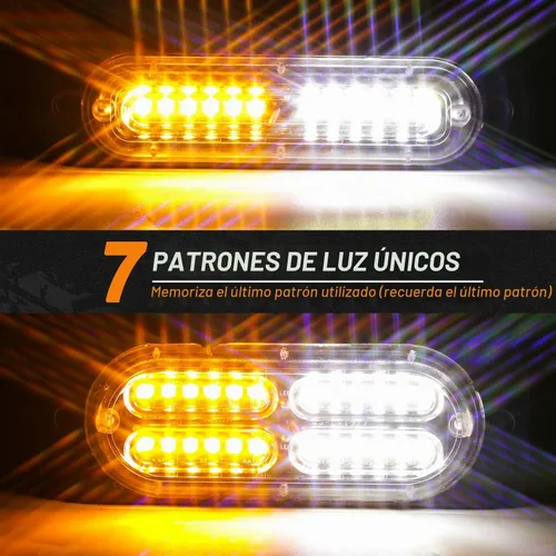 Vista 3 de LINKITOM - 12 luces estroboscópicas intermitentes con función de sincronización, para montaje en superficie, luces de emergencia, de advertencia