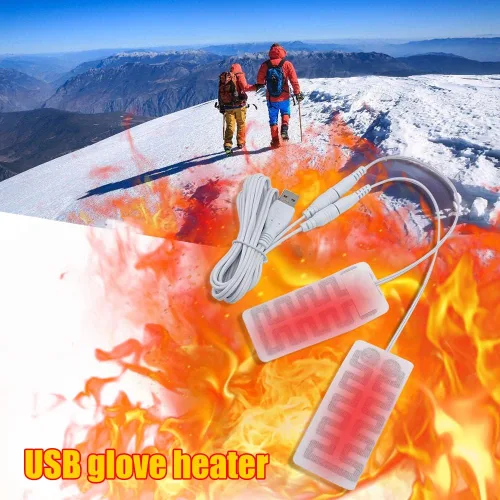 Vista 6 de Almohadilla calentadora de guantes eléctricos, almohadilla térmica portátil, almohadilla térmica recargable por USB, forro de guantes de fibra