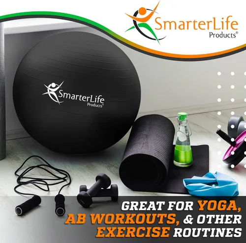 Vista 2 de SmarterLife - Pelota de yoga y ejercicio para fitness, equilibrio, estabilidad o embarazo, pelota para entrenamiento de tronco y terapia física