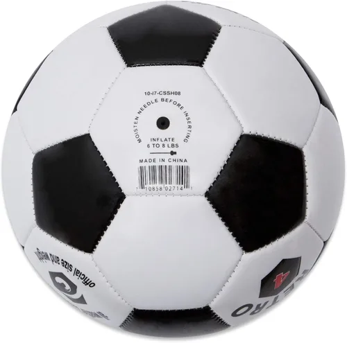 Vista 2 de Champion Sports® Balón de fútbol retro – Diseño clásico en blanco y negro, cubierta de TPU de tacto suave, balón para todo clima para juego de club