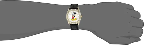 Vista 2 de Disney Reloj de cuarzo analógico redondo con purpurina para adultos Negro