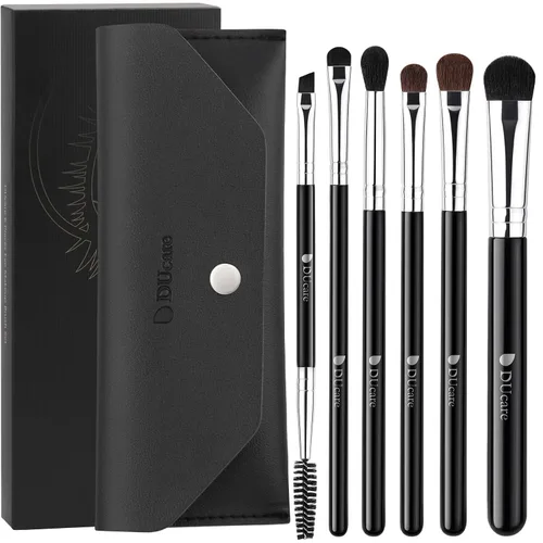 Vista 12 de DUcare Juego de brochas de maquillaje de ojos, 6 brochas profesionales para mezclar sombras de ojos, brochas de maquillaje para corrector de cejas