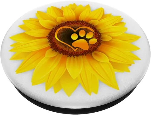 Vista 2 de Pata de perro con diseño de pata de perro, color amarillo, girasol blanco