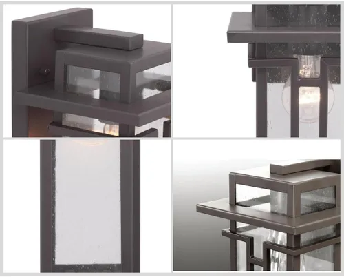 Vista 17 de Progress Lighting Boxwood Collection - Farol de pared pequeña de cristal transparente con semillas Craftsman, para exteriores, bronce antiguo, 11.75