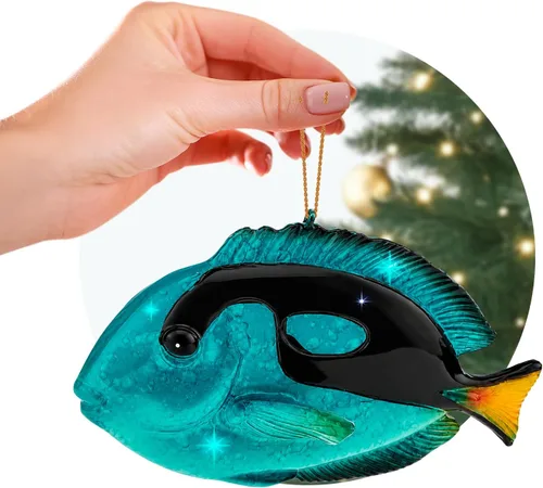 Vista 20 de Adorno de Navidad pintado a mano para playa – Decoración costera para árbol para amantes del océano – Adorno náutico único para árbol de Navidad