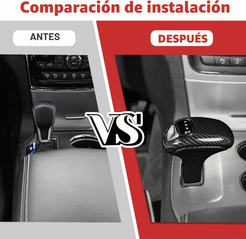 Vista 7 de Jimen Compatible con Jeep Grand Cherokee 2014-2015, 3 piezas de cubierta de pomo de cambio (fibra de carbono)