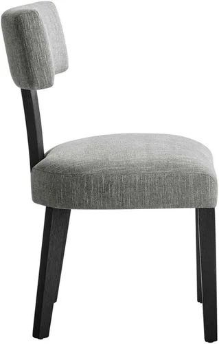 Vista 5 de Modway Nalani - Juego de 2 sillas de comedor sin brazos en tejido jaspeado, gris y negro, sillas auxiliares contemporáneas con patas de madera
