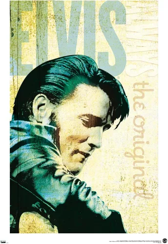 Vista 9 de Trends International Elvis Presley - Póster de pared original, 34 pulgadas de largo x 22.4 pulgadas, versión enmarcada en caoba Versión enmarcada