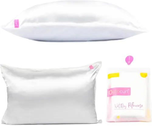 Vista 9 de Octocurl Funda de almohada de satén reversible en microfibra absorbente para cabello mojado Más suave que la seda Funda de almohada de satén