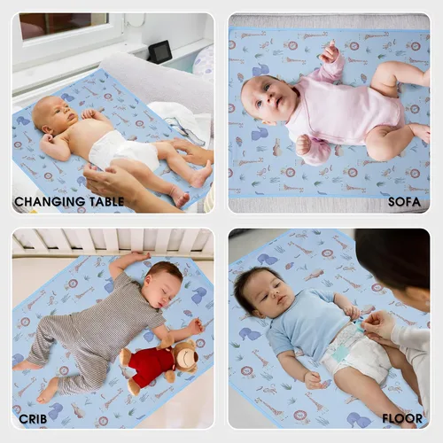 Vista 3 de Cambiador de bebé de cuero vegano - Cambiador portátil lavable, cambiador de viaje plegable para bebé, regalos de ducha para recién nacidos y niños