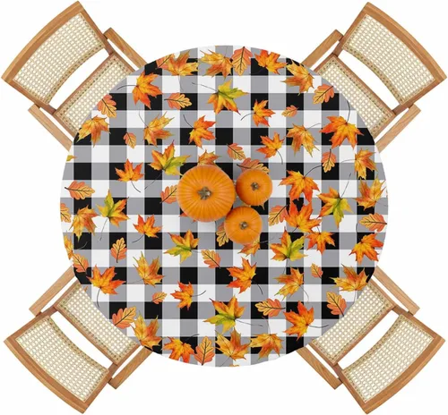 Vista 18 de Mantel Ajustado de Hongos para Mesa Redonda, Cubierta de Mesa de Cocina Botánica Pastoral Floral con Borde Elástico Tela Impermeable, Cubiertas Negro