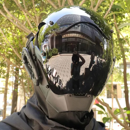 Vista 5 de Máscara de casco punk para hombre, máscaras de Halloween, cosplay, gótico, futurista, máscara de tecnología, accesorios de fiesta de disfraces