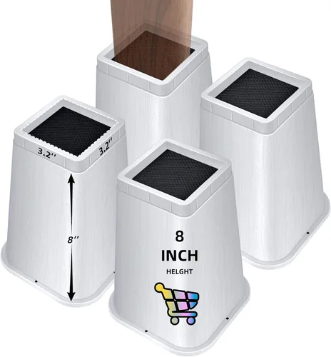 Vista 31 de Elevadores de cama ajustables de 8 pulgadas, soportes de elevación antideslizantes resistentes para camas, sofás, diseño cuadrado duradero