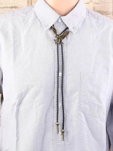 Vista 73 de Jeilwiy Corbata de bolo para hombre, corbata de vaquero occidental, collar de corbata de bolo dorado, corbata de cuero, corbata de Halloween