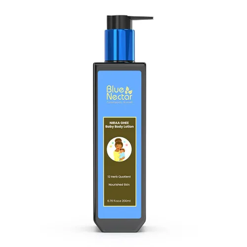 Vista 5 de Blue Nectar Loción para bebés con ghee orgánico nutritivo, mantequillas corporales y aceites ayurvédicos para bebés, cuidado de la piel del bebé