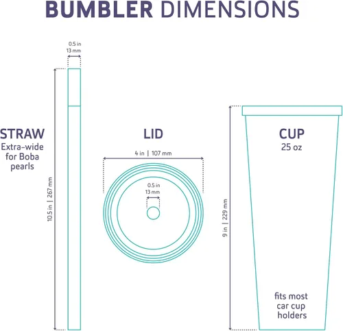 Vista 7 de Bumbler 24 onzas Gran Taza Reutilizable Portátil Ecológica Taza de Beber con Pajita de Punta Suave y Ancha, Tapa Estética a Prueba de Fugas