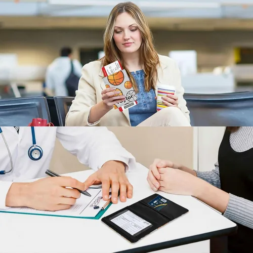 Vista 6 de Combo de portatarjetas y pasaporte de baloncesto personalizado con tarjetero con tarjetero de tarjeta de crédito, soporte para pasaporte