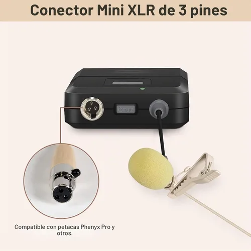 Vista 4 de Phenyx Pro Combo de auriculares/micrófono de solapa beige con mini XLR