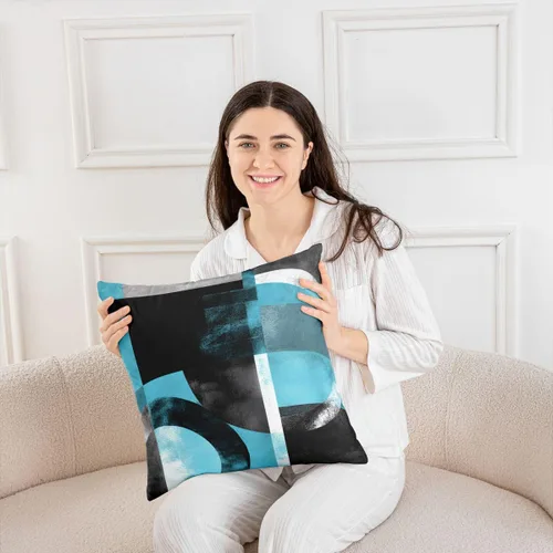 Vista 4 de Funda de almohada de 16 x 16 pulgadas, 1 funda de almohada decorativa geométrica abstracta para sofá y habitación, funda de cojín decorativa