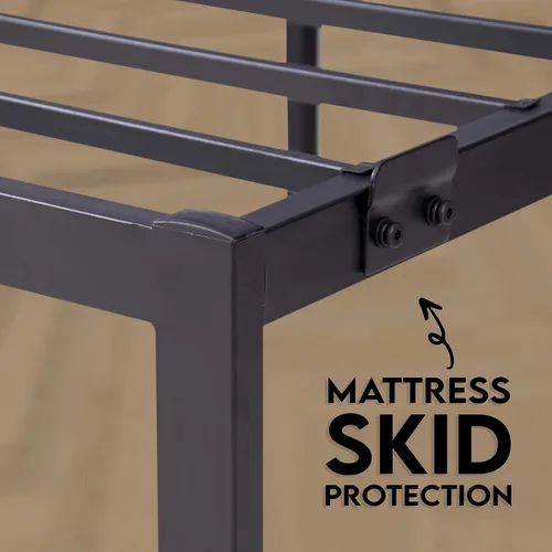Vista 6 de Golden Gate - Base de cama de metal con cabecero, listones de acero resistente, no requiere somier, sin ruido, fácil montaje, diseño minimalista
