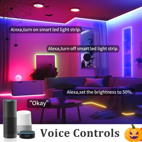 Vista 2 de Avatar Controls Luces LED Alexa de 9.8 pies compatibles con sincronización de música, tira de luces LED regulables que funcionan con Google