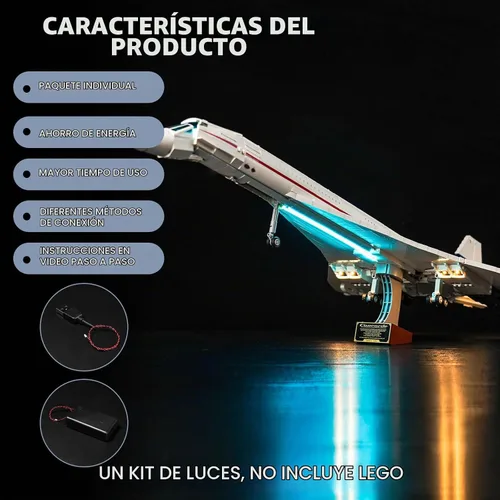 Vista 6 de BrickBling Kit de luces LED compatible con Lego Concorde, kit de luces creativas compatible con Lego 10318 - No incluye