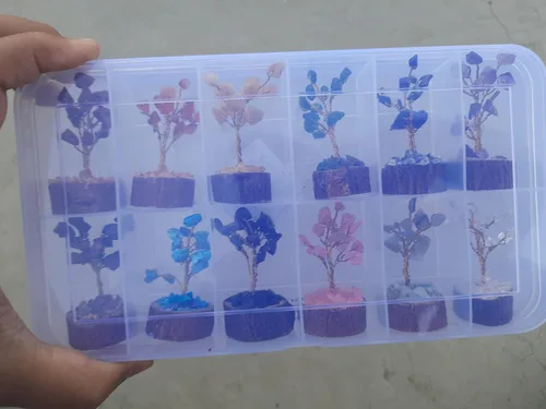 Vista 4 de Caja de árbol de cristal, caja misteriosa de cristal, hermoso árbol de cristal pequeño, caja de árbol de piedras preciosas, caja de árbol de dinero