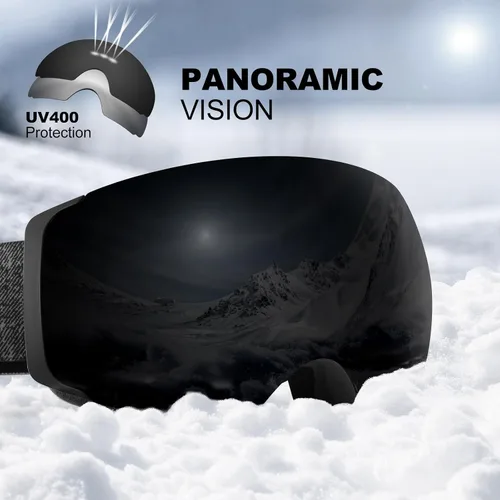 Vista 6 de Odoland Magnetic Interchangeable Anti-Fog Ski Goggles with 2 Lens Large Spherical Frameless Snow Snowboard Goggles for Men Women