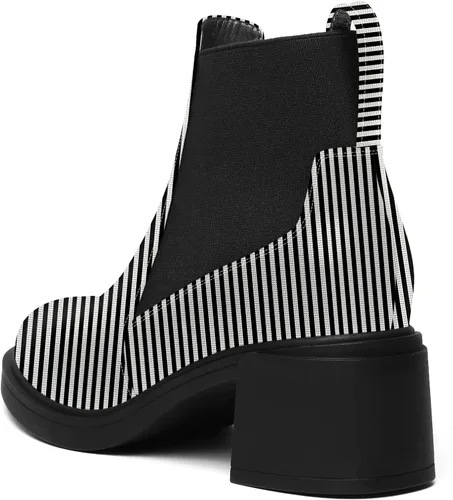 Vista 7 de AMBELIGHT Botas de tacón alto para mujer, estilo casual, con punta redonda, elástica, sólidas, gruesas, de 2.5 pulgadas