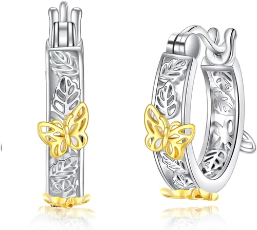 Vista 8 de POPLYKE Aretes de plata de ley con diseño de flores, pequeños aretes tipo huggie, regalo de joyería para mujer A-Daisy