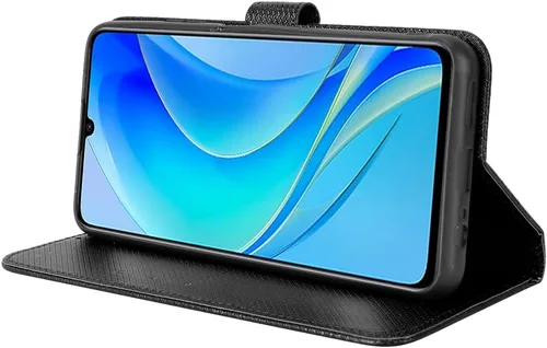 Vista 5 de Funda para Huawei Nova Y70 Plus Funda de cuero, PU Funda de cuero con tapa para Huawei Nova Y70 MGA-LX9 Funda Negro