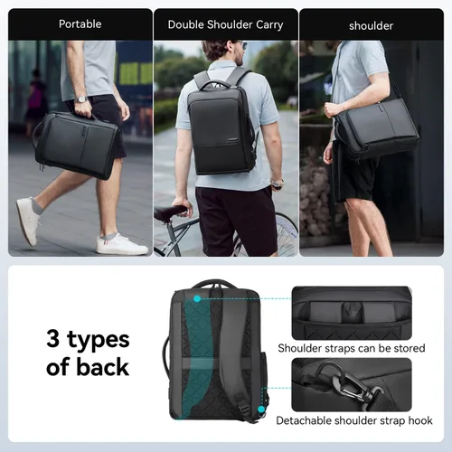Vista 3 de Mochila para pequeñas empresas, inteligente 3 en 1 para laptop para hombres y mujeres, se adapta a laptop 15.6 con puerto USB, bolsa de viaje