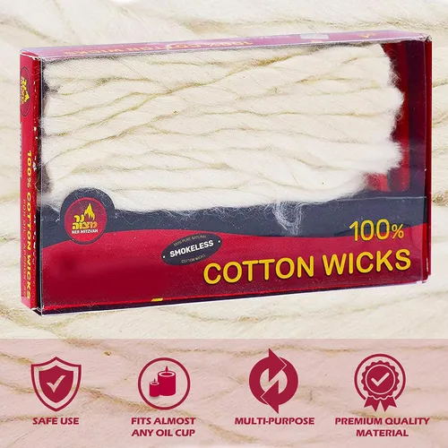 Vista 2 de Ner Mitzvah Mechas de algodón sin humo, paquete de 2 x 50 (aproximadamente), 100% natural, para iluminación de velas de vasos de aceite, multiuso