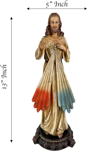Vista 2 de Urbalabs Estatua de Jesucristo Santos Católicos Estatuas Religiosas Figuras religiosas 13 pulgadas Estatua del Sagrado Corazón de Jesús Crucificado