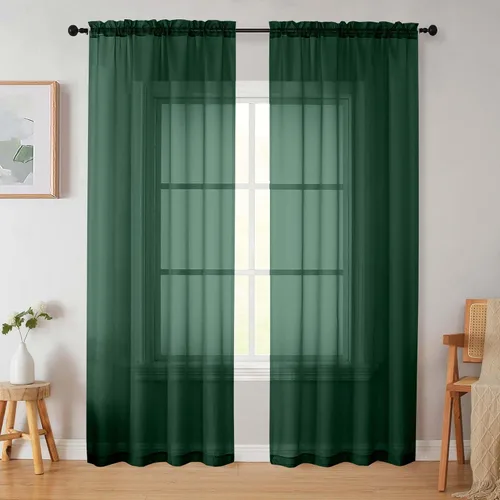 Vista 276 de 2 paneles de cortinas traslúcidas blancas para dormitorio, sala de estar, 96 pulgadas de largo, modernas, suaves, ligeras, con bolsillo para barra