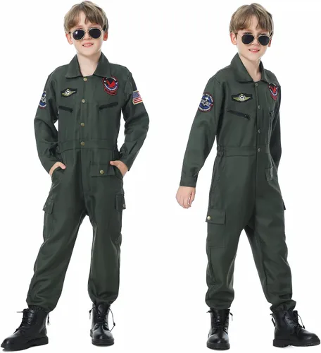 Vista 2 de Antsoldier Disfraz de piloto de combate para niños, disfraz de piloto, disfraz de aviador, disfraz de aviador, para niños, adultos, Halloween