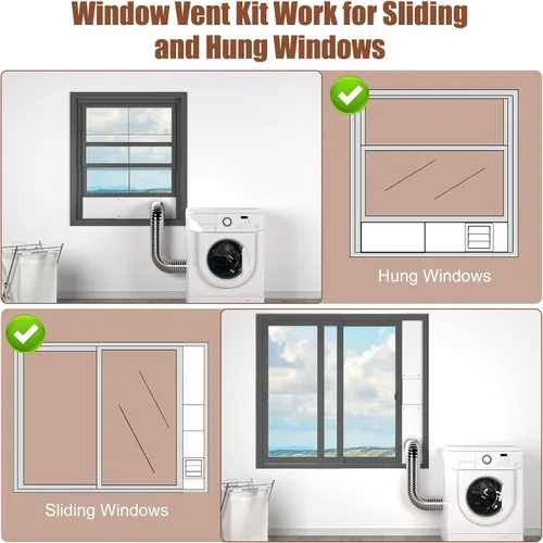 Vista 3 de BJADE'S Kit de ventana de ventilación de secadora para manguera de ventilación de secadora de 4 pulgadas con cubierta de ventilación de secadora al