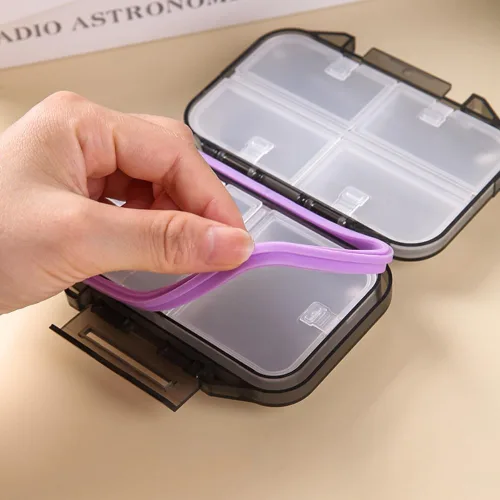 Vista 4 de Organizador de pastillas de viaje, organizador de píldoras portátil grande, caja de píldoras de gran tamaño con 7 compartimentos, estuche de viaje