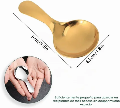 Vista 2 de Watris Veiyi 5PCS Cucharas de mango corto para condimentos de azúcar, café Dorado
