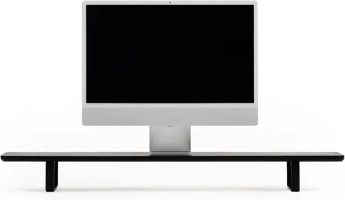 Vista 4 de Oakywood Soporte doble para monitor, hecho a mano en la UE, elevador de madera natural, accesorios para laptop, capacidad de 220 libras, 41.3 x 9
