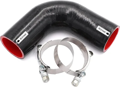 Vista 18 de 90 Grados ID 1 Pulgada (25mm) Manguera de Acoplador Reductor de Silicona Negra, 4 Capas Reforzadas, Longitud de Pata 4 Pulgadas (102mm) con 2