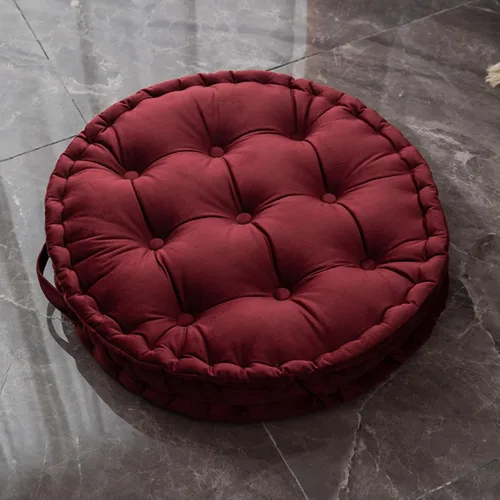 Vista 11 de MOJUN Almohada redonda de meditación, almohadas grandes para adultos, almohada redonda gruesa de terciopelo holandés con asa para yoga, sala de Azul